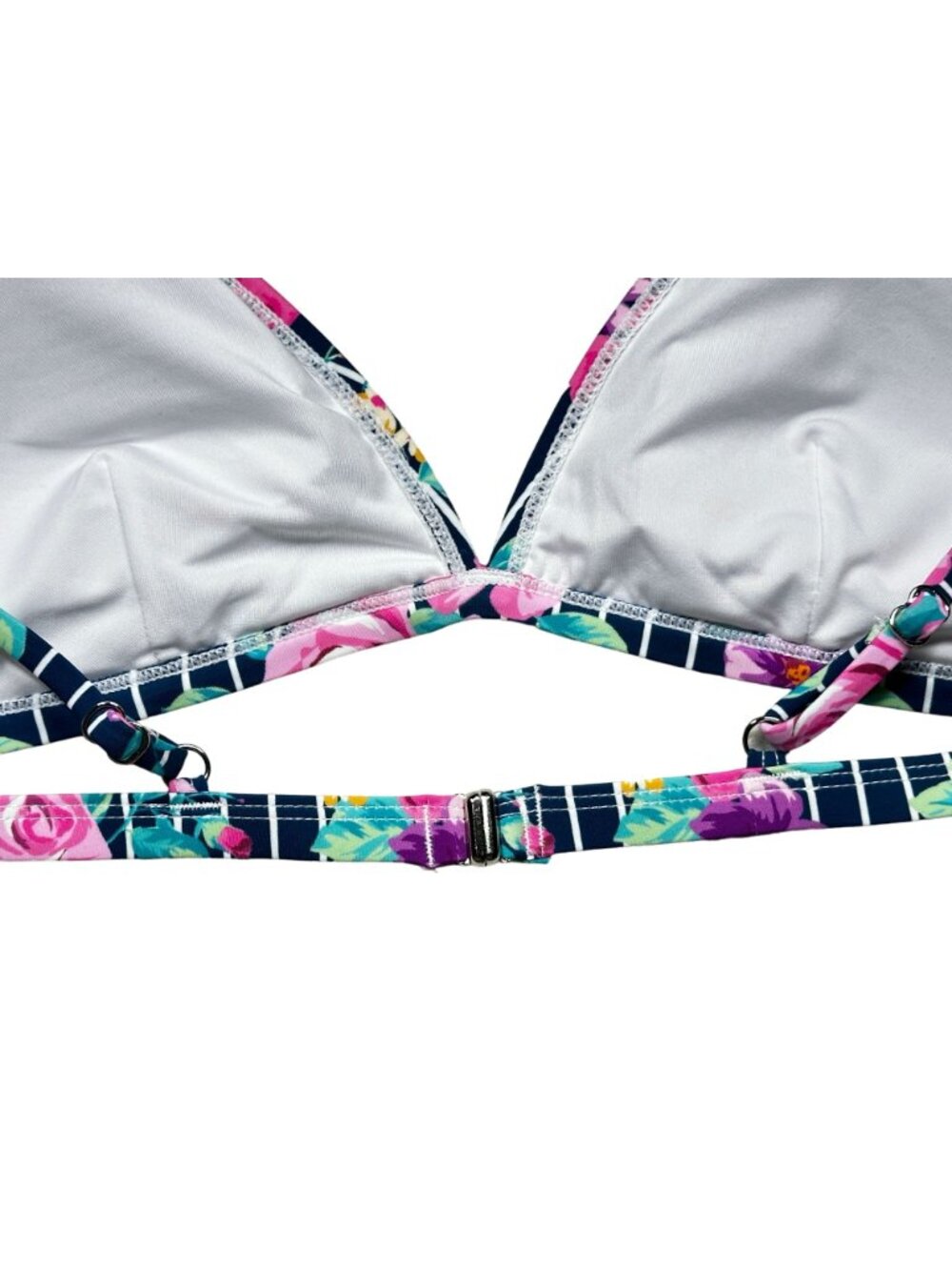 Cupshe Bikini Set Womens Large Striped Floral Two-Piece Swimwear High Waist NEW - Picture 8 of 13